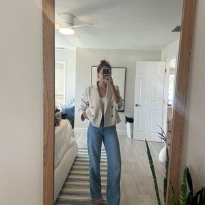 Pink/Cream Double-Breasted Blazer